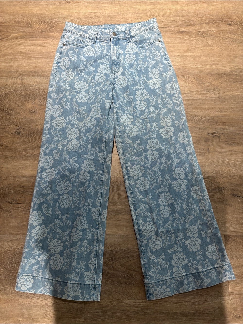 George Light Blue Floral Wide-Leg Jeans